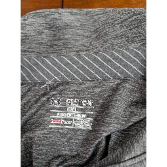 Under Armour Mens Sz XXL  Polo Shirt Golf The Heat Gear Loose Gray Short Sleeve - Picture 4 of 4